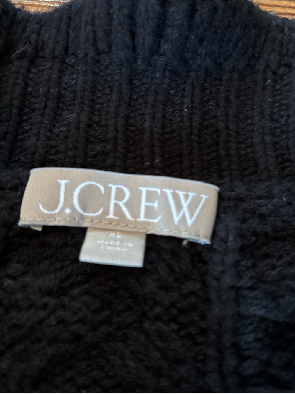 J. Crew Womens Cable Knit Ruffle Neck Cardigan Sweater Size XL Lambswool Classic - Picture 2 of 5